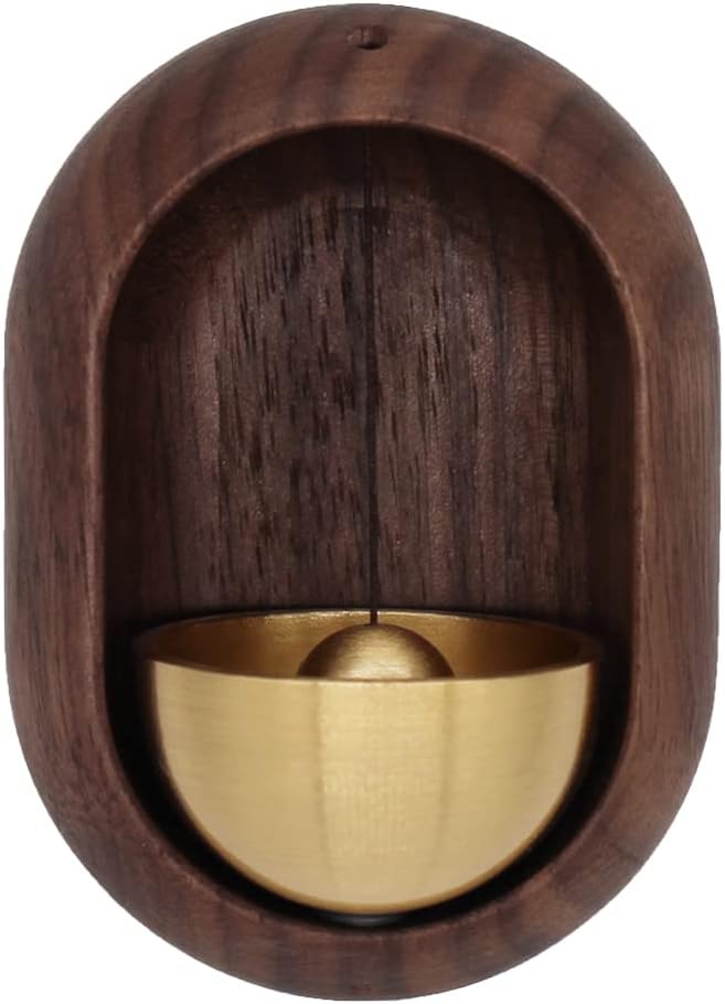 YOCZOX - Campanas de viento de latón, campana decorativa, campana de recuerdo, timbre de puerta con imán, sonido crujiente para puertas, frigoríficos decorativos, etc. nogal