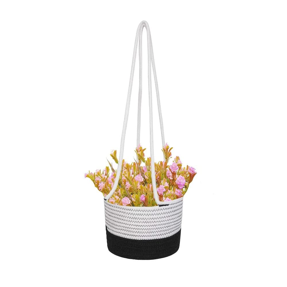 WYLYE?- Modern Home ! Hanging Planters Jute Rope Basket, Plant Holder with Long Hanging Rope (White/Black) (B0BFNS6VJK) Amazon Price History, Amazon Price Tracker