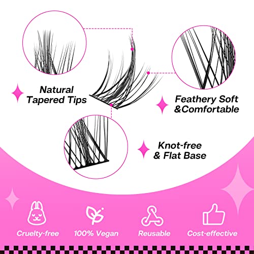 Image of CALAILIS Individual Lashes, DIY Eyelash Extensions, Super Thin Glue-based Band, Natural Look Reusable, 11 /13 /15 /15 mm,Lasting for 48 Hours Individual DIY Eyelashes(LR02)