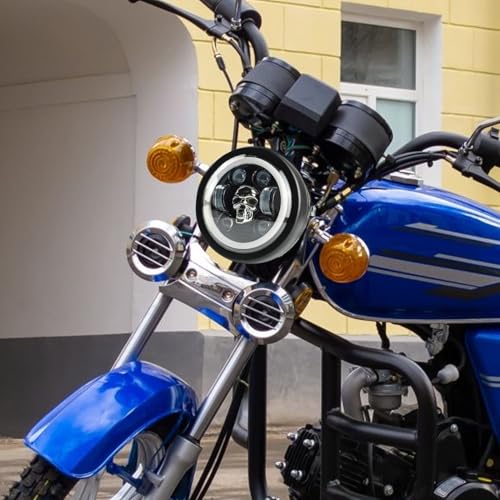 Phare LED pour moto rond avec lumière de tête et spotlight à changement de couleur