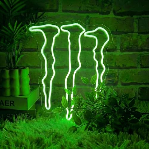 SOCCMIX Green Energy Neon Sign Wall Decor for Bedroom Man Cave LED Light for Gaming Room & Drinks Bar | Stylish Mark Neon Art Gift for Men - 15.75 x 12.8