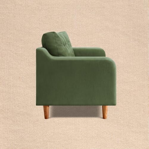 Image of Duroflex Ease Plus - 3 Seater Sofa Set for Living Room | 3 Year Warranty | Premium Wooden Frame Sofa | Anti-Pilling Fabric, Fade & Termite Resistant | Comfortable & Durable Couch - Chive (Green)