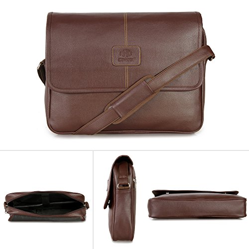 Image of The Clownfish Signature Series Synthetic leather Brown 15.6 inch Laptop bag and Tablet Bag Messenger Bag With One Year Brand Warranty