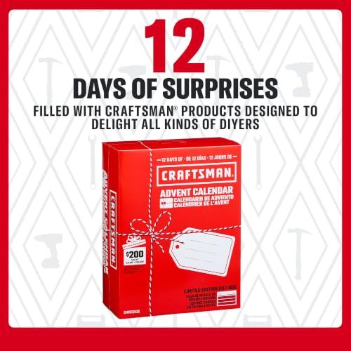 Image of 12 Days of CRAFTSMAN Advent Calendar, Limited Edition Gift Box CMMT12426A | Mens Advent Calendar, Tool Advent Calendars Christmas for Adults, Boys and Girls, Filled with CRAFTSMAN DIY Tools