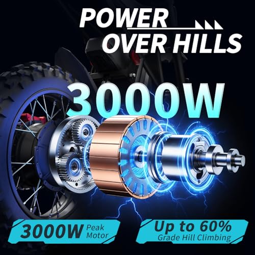 Image of Bootime 3000W GT54 PRO / GT54 Electric Dirt Bike for Adults Teens - 50 /37 MPH High-Speed, 14 inch Fat Tires & Dual Removable Battery(60V /48V) | All-Terrain Off-Road eBike for Snow, Sand