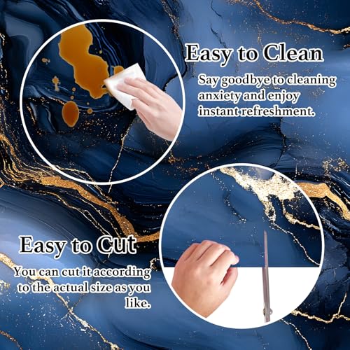 Image of Nuxovilar Navy Gold Marble Vein Wallpaper Peel Stick Vinyl 15.75x118.11