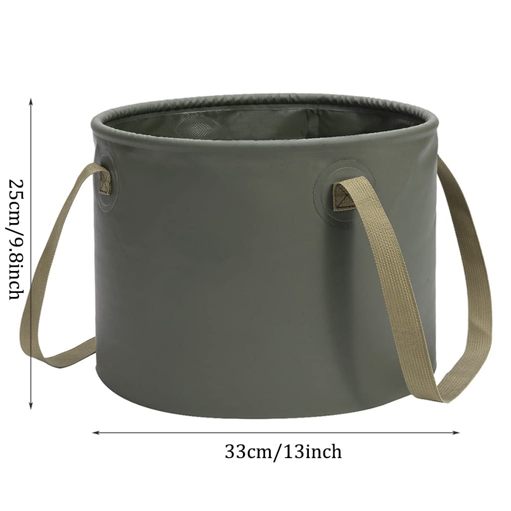 DUNAKE Seau Pliable Camping avec Poignée, Seau Rond Pliable Léger, Lavabo Portable pour La Pêche, Le Camping, La Randonnée, La Survie en Plein Air, Le Lavage De Voiture (Color : Brown, Size : 20L)