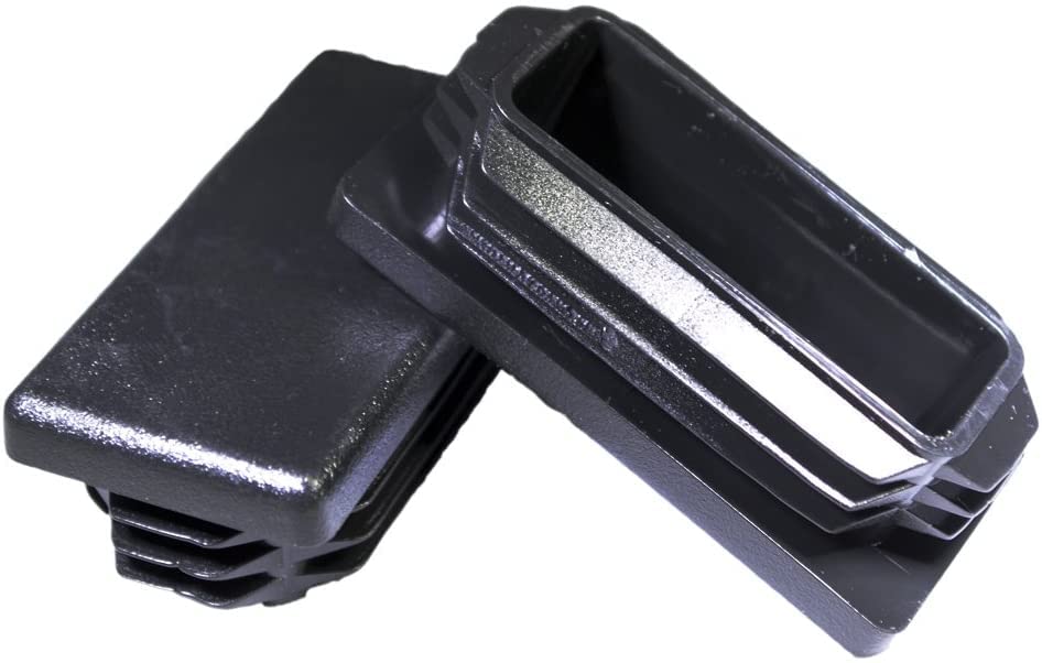 Image of Prescott Plastics 1 inchx 2 inch (25mm x 50mm) Rectangle Plastic Hole Plugs, Insert, Black End Caps for Metal Tubing, Fences, Glide Protection for Chair Legs and Furniture (10 Pack)