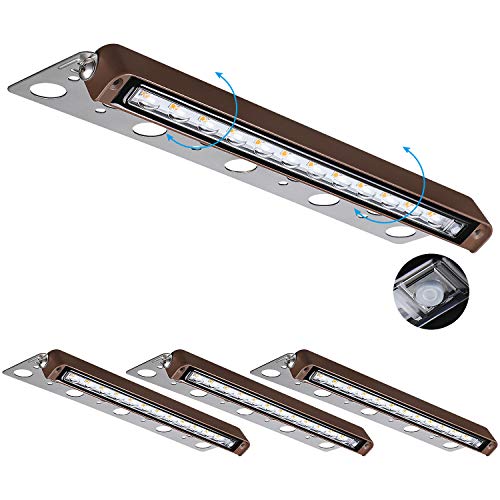 LEONLITE 12 Inch Dimmable LED Hardscape Lighting 3-Way, 120° Swivel Retaining Wall Lights, 12V-24V AC/DC Low Voltage, IP65 Waterproof, 3W/5W/7W Step Light, 3000K Warm White, ETL Listed, Pack of 4