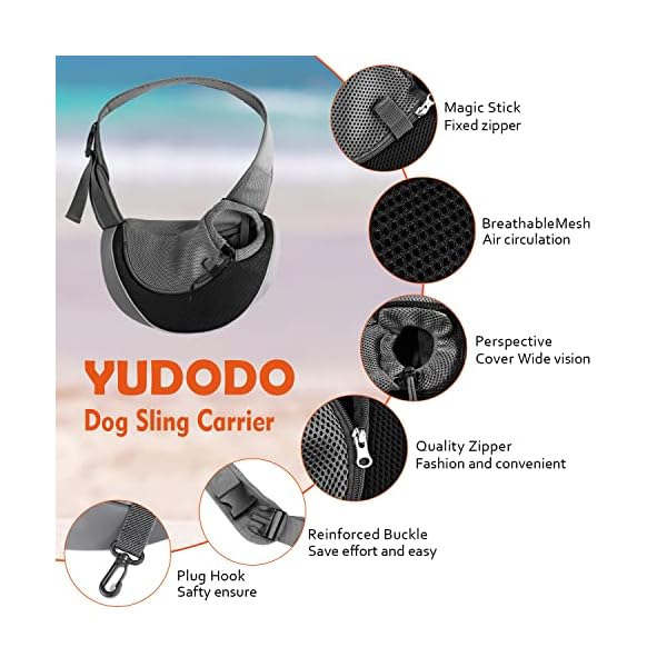 YUDODO-Reflective-Pet-Dog-Sling-Carrier-Breathable-Mesh-Travel-Safe-Sling-Bag-Carrier-for-Dogs-Cats-S-up-to-5lbs-Black YUDODO Reflective Pet Dog Sling Carrier - Safe and Stylish Travel Companion