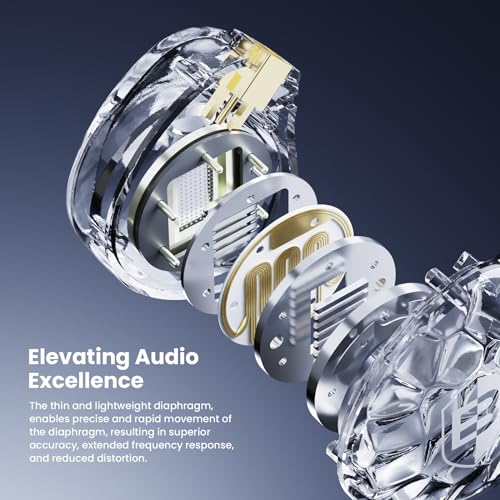 Image of BASN ASONE 14.2mm Planar Driver in-Ear Monitors Earphone with Two Detachable MMCX Cables for Musicians Drummers Bass Players Singers(Clear)