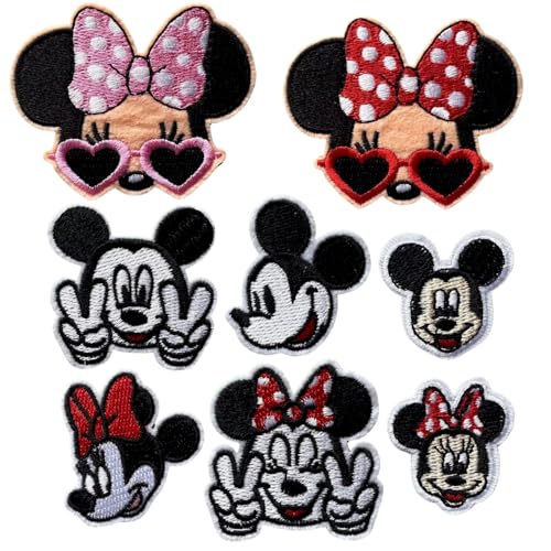 8pcs Cute Mouse Embroidery Patches Iron on/Sew on Anime Applique Embroidered Repair Patch Fashion Accessories Collection Gifts for Clothing Jacket Jeans Backpack Hat Vests