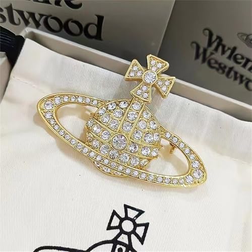 Image of Dreuyet Saturn Planet Brooch Pin for Women Ladies Dainty Rhinestone Star Lapel Pin Cubic Zirconia with Crystal Planet Brooch Fashion Dress Accessories Jewelry for Suit Clothing Jackets Badges