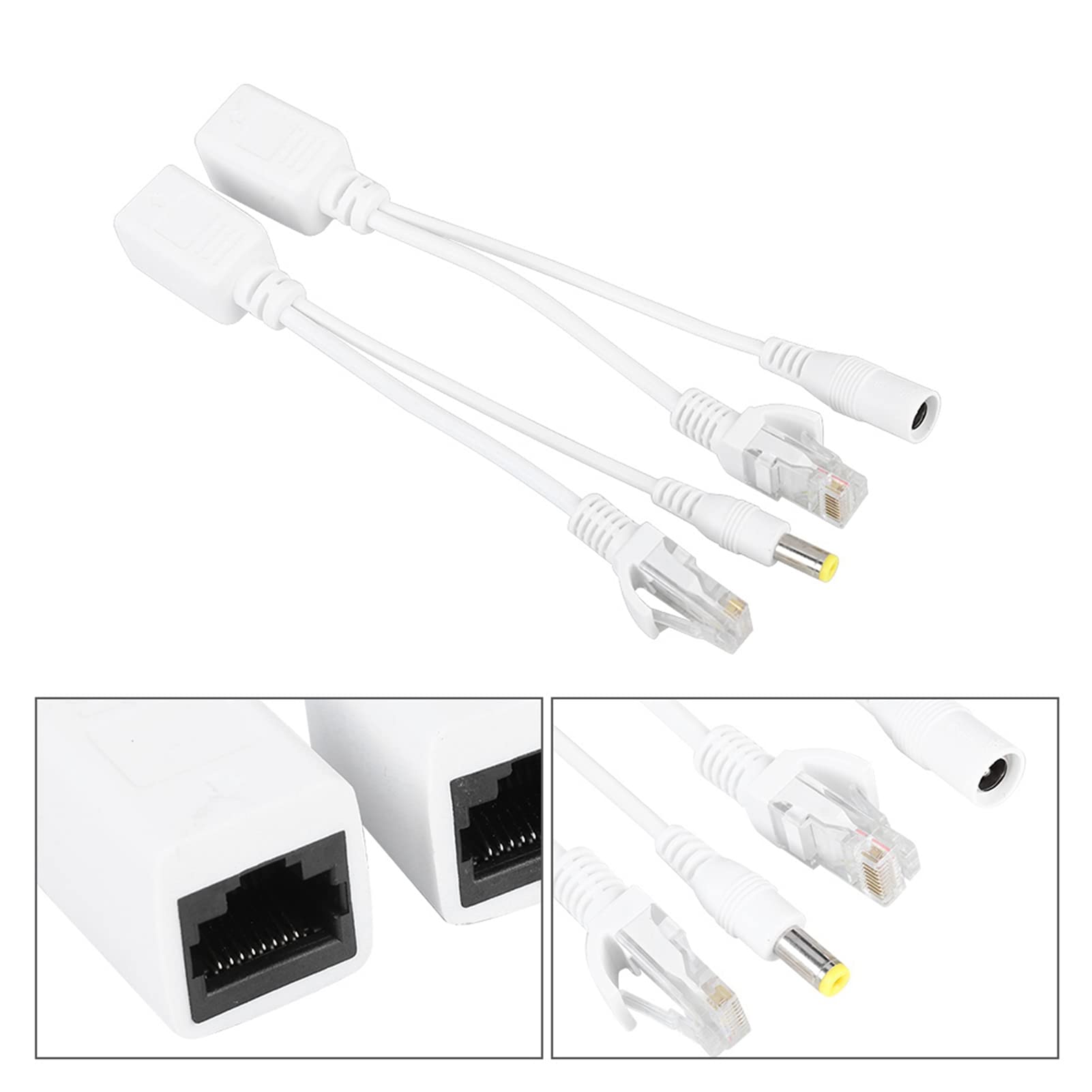 Leapiture 10 Pair POE Ethernet Cable Adapter, RJ45, DC 12V, 16.5 CM