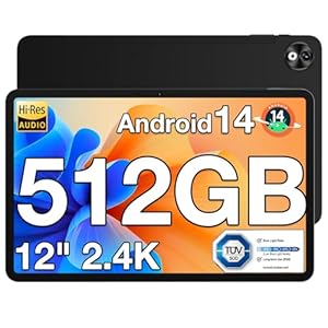 DOOGEE T40 Pro Tablet 12 Pulgadas, Tablet Android 14 20GB RAM+512GB(TF 2TB) Gaming Tablet, Baterías 10800mAh(Type-c) 2.4K Pantalla IPS, Cámara 16MP+8MP/Dual SIM 4G/5G WiFi/Widevine L1/Octa Core