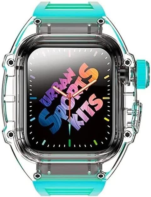 Boîtier de montre transparent INFRI avec bracelet caoutchouc fluorescent pour Apple Watch 45mm - 2