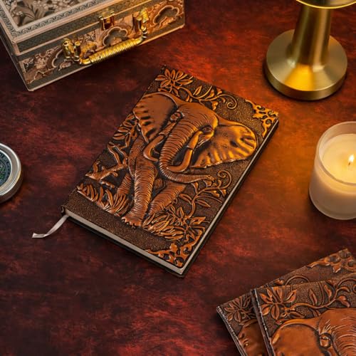Image of Giftana 3D Elephant DND Vintage Notebook Diary for Men and Women, Antique Diary with 200 Pages | Premium Writing A5 Journal Leather Diaries, Travel Diary, Corporate Gift for Employees (Copper)