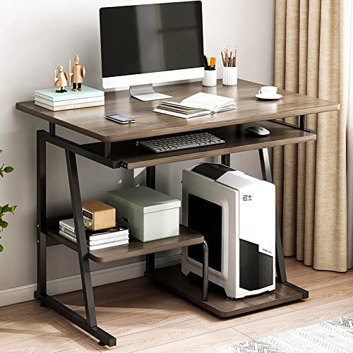 SXZenSpace Escritorio esquinero Compacto para computadora con Bandeja para Teclado: estación de Trabajo Moderna para Oficina en casa, Espacios pequeños y Estudio. Mesa para computadora portát