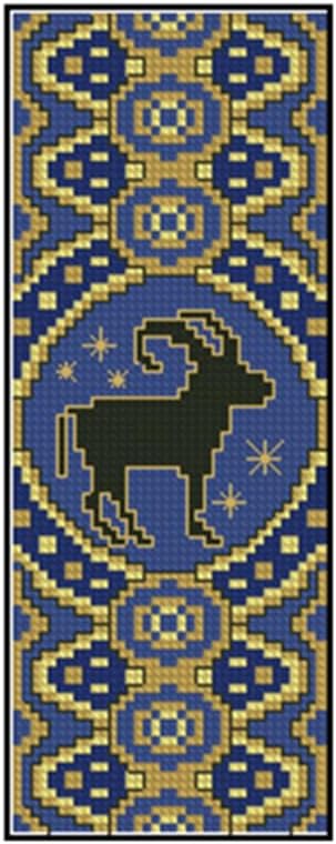 Aries Sign Counted Cross Stitch Bookmarks Kits Double-Sided Bookmarks kit 18ct Needlework Embroidery Craft kit Blank Plastic Canvas Kits with Tassel 18x6cm