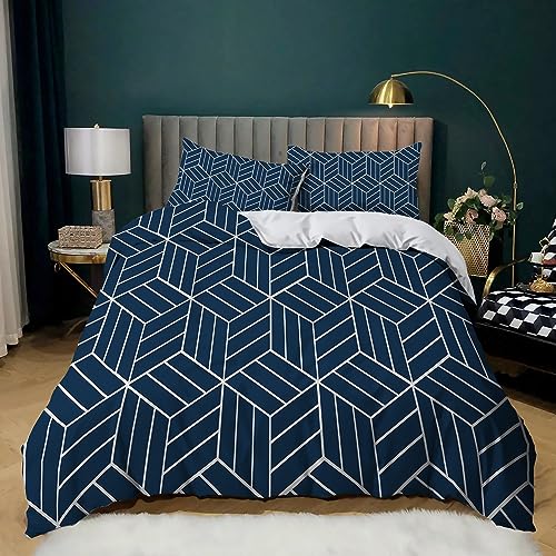 Housse de couette anti-allergie microfibre douce 240x260 imprimé géométrique - 2