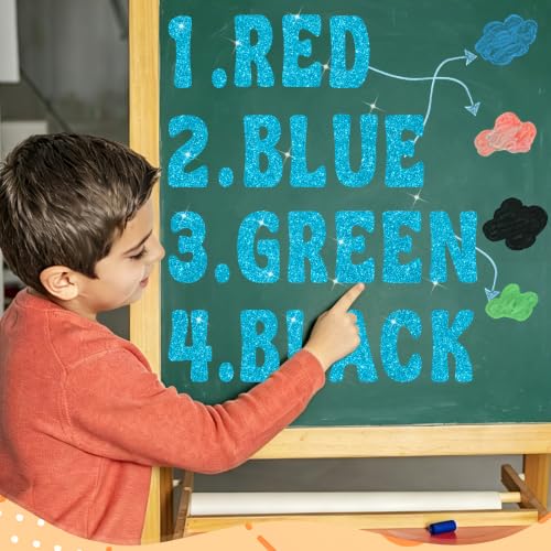 Image of Bulletin Board Letter 74PCS Glitter Letter Sticker Large 5 Inch, Light Blue