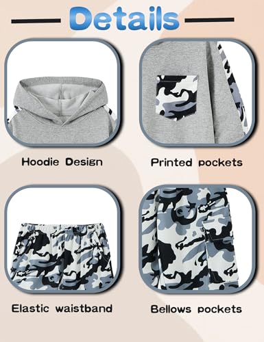 Image of mksodopy Boys Clothes Long Sleeve Hoodie and camouflage cargo pants Boy Outfits for 6-16 Years