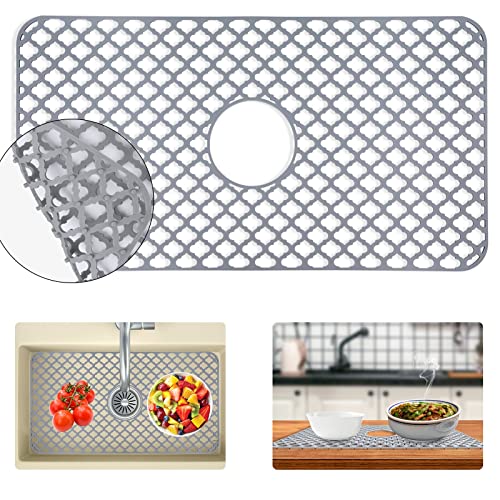 Qkvcx Silicone Sink Protectors For Kitchen,26"X14" Sink Protectors For Bottom Of Farmhouse Stainless Steel Porcelain With Center Drain For Sink Bowl,Sink Mat For Rectangle Porcelain Sink. #TOP3