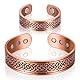 Sinmoe 2 Stück Magnetisches Kupfer Armband und Ring Set Magnetarmband und Magnetischer Kupferring für Männer Frauen Verstellbarer Massiver Kupfer Armreif Damen Magnetring(Vintage)