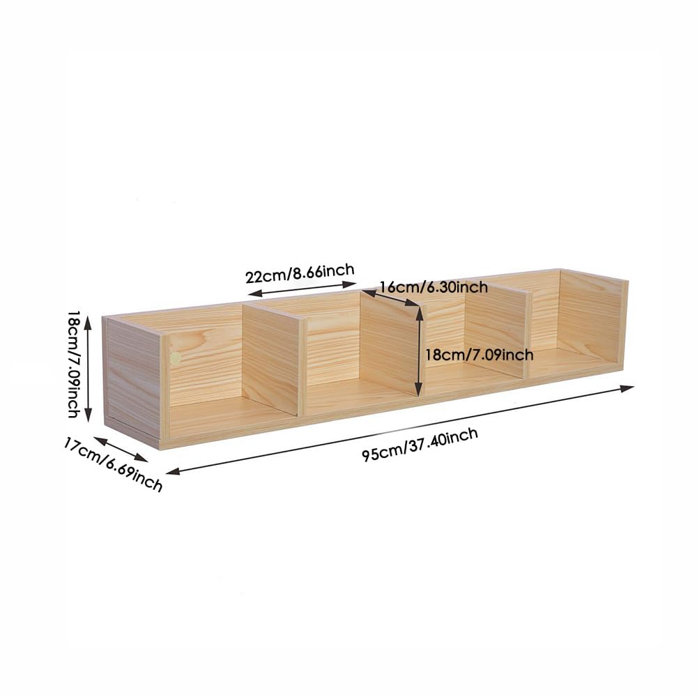 Porta CD in legno, 4 scomparti, organizer per montaggio a parete e desktop, facile da montare, per CD, DVD, nastri e libri