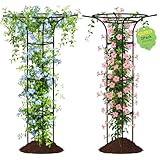 MYMULIKE 2 Stück Rosen-Rankhilfe, 165cm Höhenverstellbare Pilzkopf-Pflanzenstütze, Rostfreie Metall-Rankhilfe für Tomaten, Gurken, Blumen, Garten-Obelisk für Topfpflanzen