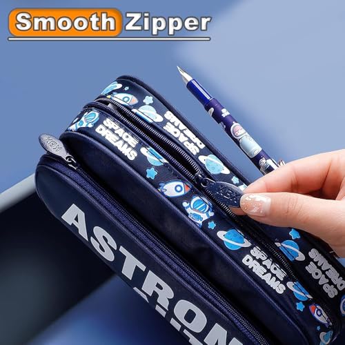 Image of Invite EnterprisePencil Pouch Multi-Purpose Zipper Pouch Case, Travel Pouch Bag, Stationery Organizer Bag, Pen & Pencil Pouch for School & College, Birthday Return Gift for Kids (Astronaut-Blue)