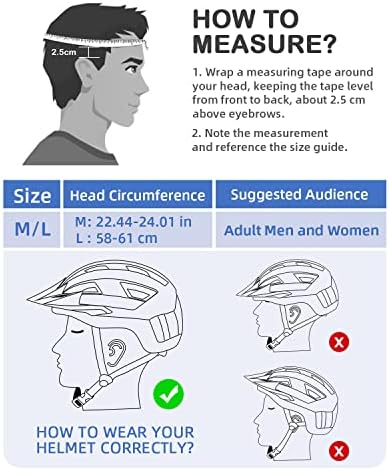 FUNWICT Bike Helmet for Men Women Adults, Lightweight Cycle Bicycle Helmet with Detachable Magnetic Goggles Visor and LED Light, Adjustable MTB Mountain Bike Helmet 57-61 CM
