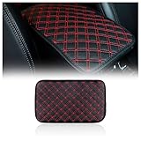 Aokdom Four Seasons Universal Armrest Box Mat, Waterproof Fiber Leather Embossing,Car Armrest Seat Box Cover Accessories Interior Protection for Most Vehicle, SUV, Truck, Car (Red/Black)