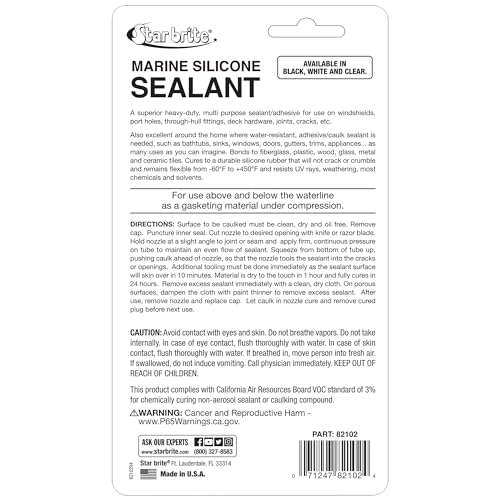 Image of STAR BRITE Marine Silicone Sealant - Waterproof, Durable, UV Resistant, for Fiberglass, Metal, Wood, Glass, Ceramic & More