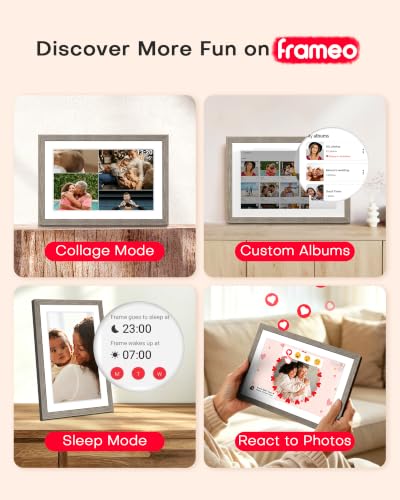 Image of Digital Picture Frame, 10.1'' WiFi Frameo Electronic Photo Frame Slideshow | Share Photos via Frameo APP, 1280x800 IPS Touchscreen, 32GB, Auto-Rotate, Easy to Use, Birthday Housewarming Gifts for Women