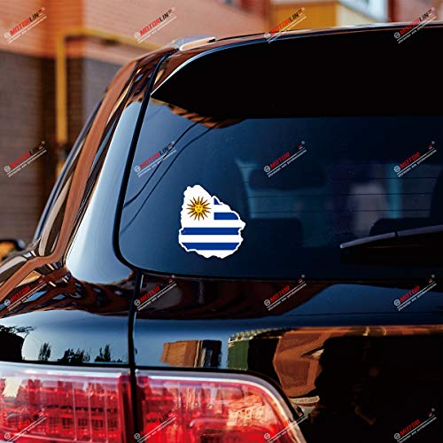 Uruguay Uruguayan Flag Map Outline Vinyl Decal Sticker - 3 Pack Glossy, 3 Inches, 4 Inches, 6 Inches #TOP1