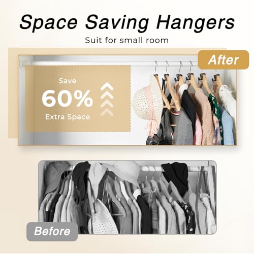 HOUSE DAY Space Saving Hanger Hooks 60 Pack, Black Clothes Hanger Connector Hooks, Heavy Duty Hanger Hooks Space Saver, Premium College Dorm Room Essentials, Good Closet Organizers and Storage