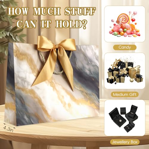 Image of JMANNI Gift Bags, Valentines Gift Bags with Ribbon, Portable Paper Gift Bag, Marble Pattern, for Any Occasion, Including Valentines Day Baby Shower Birthday Party Wedding Mothers Day(LP11-DLS010-L