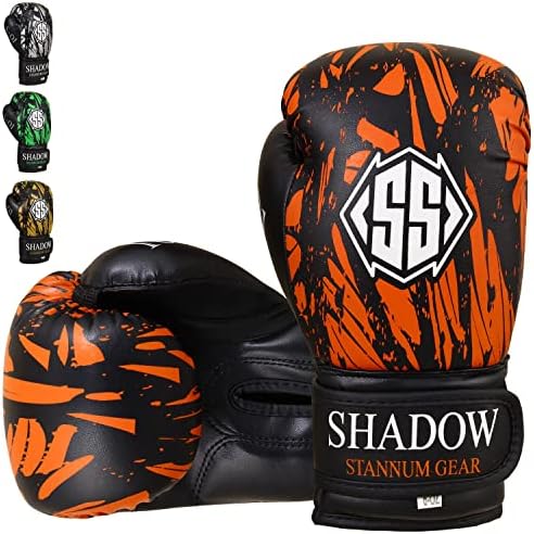 Shadow Stannum Gear Kids Boxing Gloves for Boys and Girls 6oz Junior Training Gloves, Youth Boxing Gloves for Boxing, Kickboxing and Punching Workout (Golden Black, 6oz)… (Orange Black, 6-OZ)