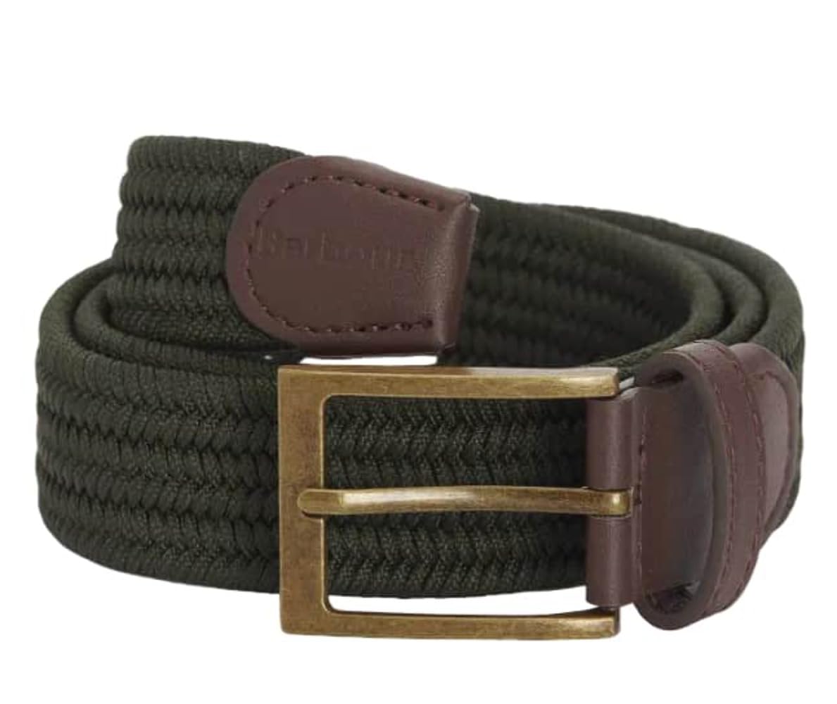 Barbour Stretch Webbing Belt with Nevis Design (Olive, M)
