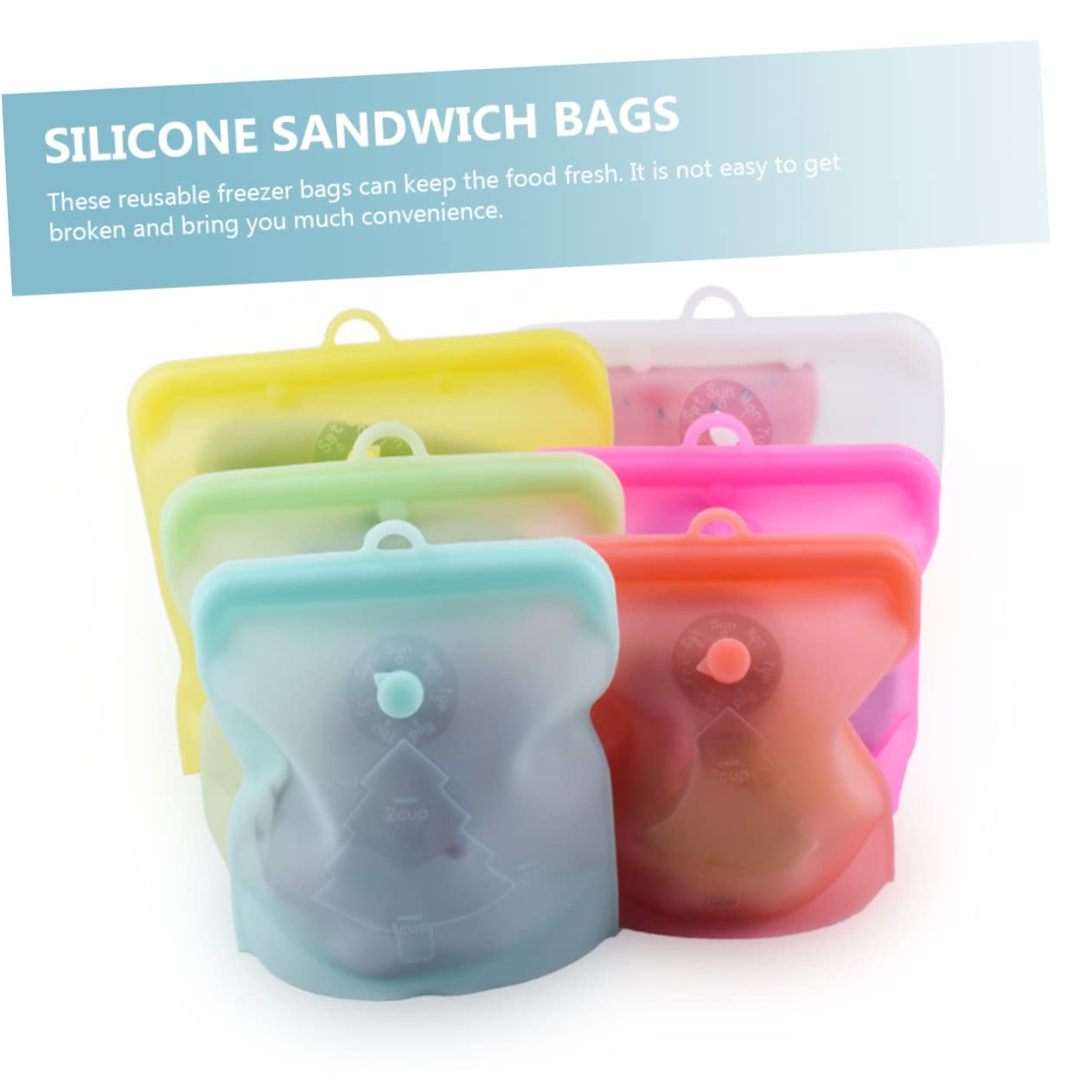 FRCOLOR 3pezzi Sacchetti Per Alimenti Riutilizzabili Silicone Di Borse Per Congelatore Impermeabili e Sigillabili Per Frutta Snack e Alimenti Freschi