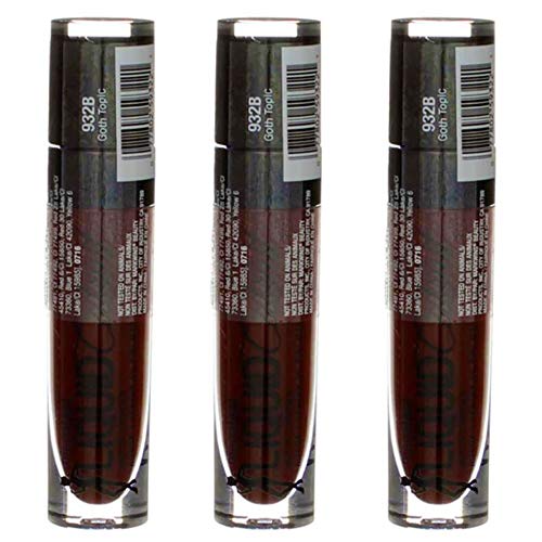 (3 Packs) Wet N Wild MegaLast Liquid Catsuit Matte Lipstick, 932B Goth Topic, 0.21 oz / 6 g