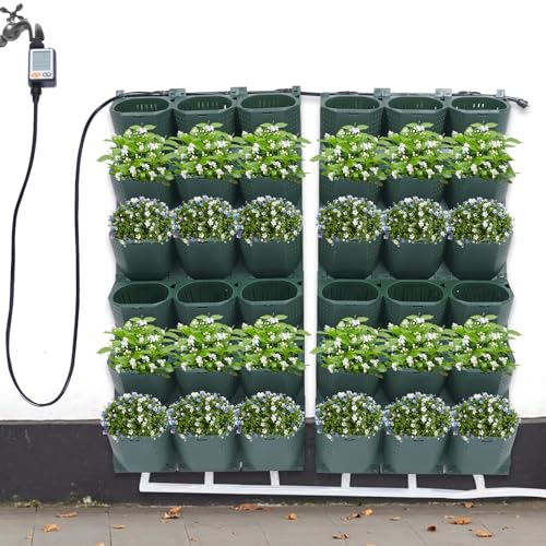 LyeXD Hydroponics Growing System, 36 Wall Mounted Vertical Garden Planter Set Self Watering Wall Plante with Drip Kit &Timer, 36 Self Watering Wall Hanging Planter for Indoor Herbs Fruits