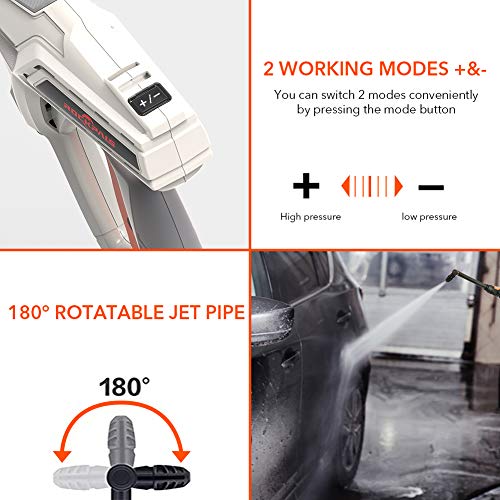 ROCKPALS Cordless Pressure Washer, 40V Battery Max 870 PSI Power Washer with Accessories, Portable Power Cleaner with 6-in-1 Adjustable Nozzle, Suitable for Washing Cars/Fences/Siding/Floors