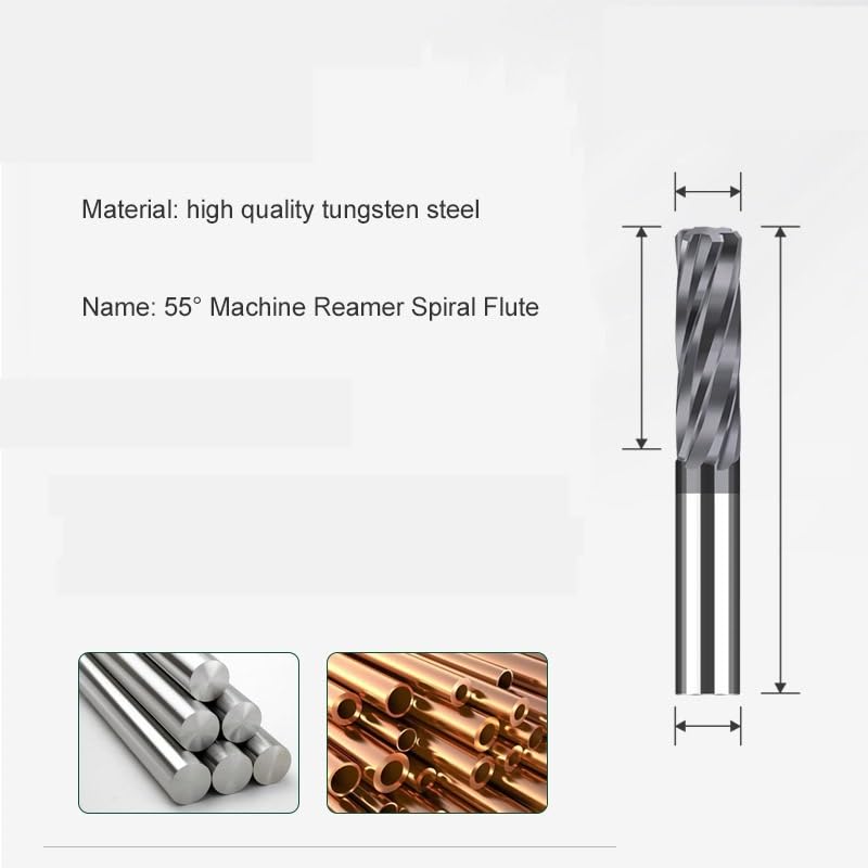 High Precision CNC Chucking Reamer - 7.1~79mm Diameter, 6 Flutes, Tungsten Steel Carbide Spiral Reamer for Metal Cutting(7.6X35X70mm)