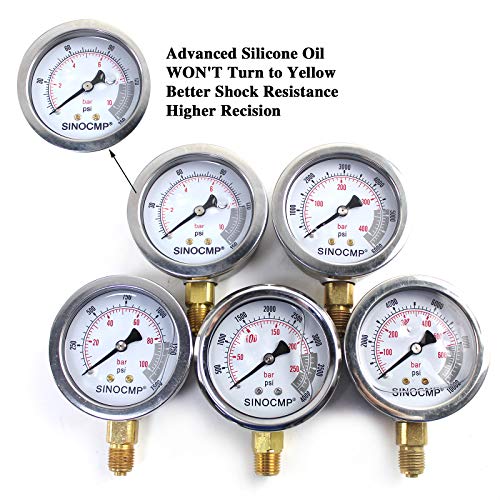 Sinocmp CP-K06056-1 Hydraulic Pressure Test Kit 5 Pressure Gauges 5 Test Hoses 13 Test Couplings 14 Tee Connectors Hydraulic Gauge Kit thumb #4