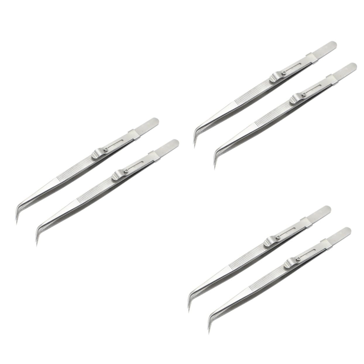 minkissy 6pezzi Pinzette Acciaio Elbow Pinzette Multifunzionali Con Punta Sottile Per Riparazioni Manicure e Gioielli Strumenti Pratici e Leggeri Per Uso Professionale e Personale