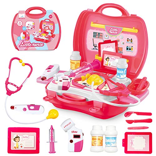 abiet Maletin Medicos Juguete Doctora Juguetes Juegos de médicos Juego Herramientas Juguete Set para Niños Pequeños Niñas con Caja De Almacenamiento Juegos de médicos Juegos de imitación