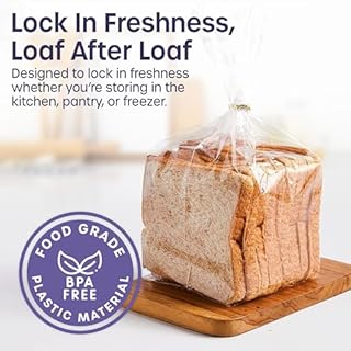 Clear Plastic Bread Bag - Pack of 150 Bread Bags for Homemade Loaf, Baking Buns, Baguette - 45cm x 20cm x 10cm Bread Bags for Daily Use - Bread Storage Bags