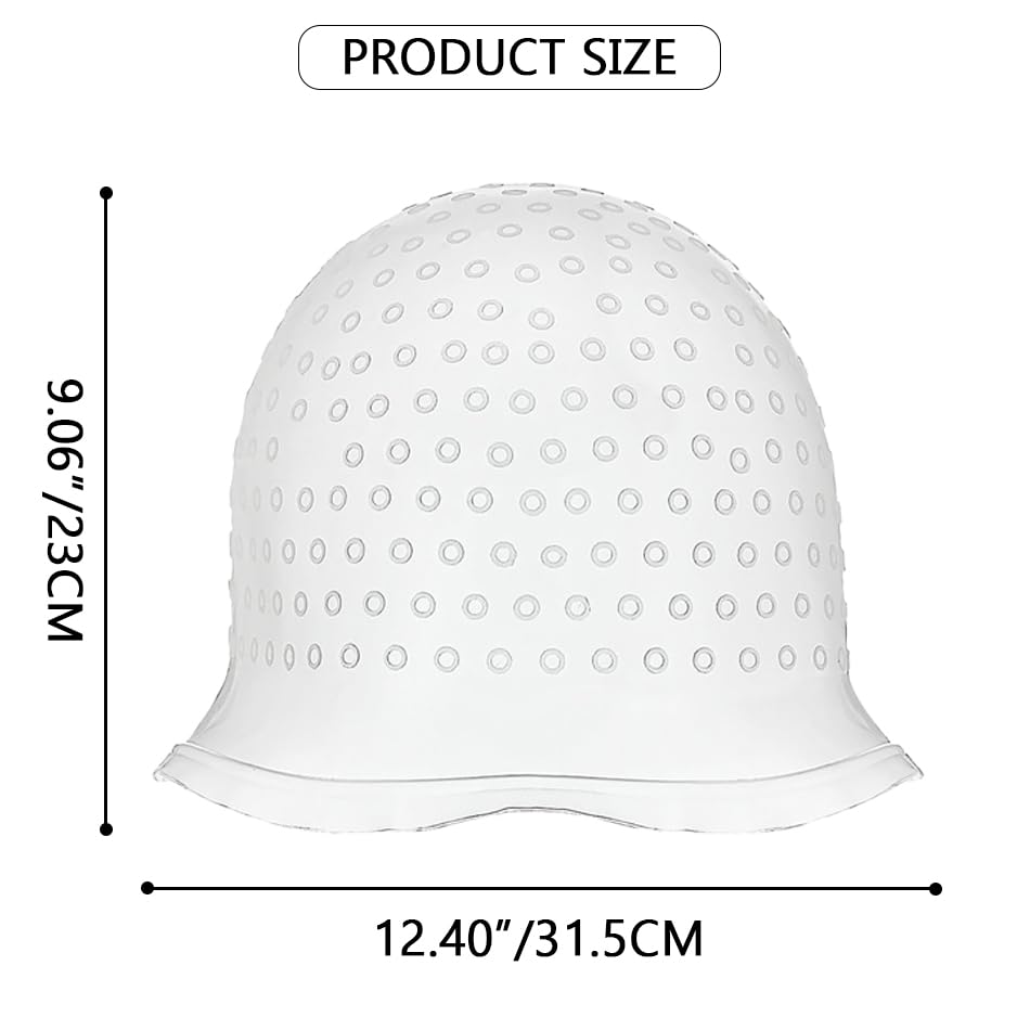2 Pcs Silicone Hair Coloring Highlighting Cap, Punched Highlight Cap for Hair with Hook,Reusable Pull Through Caps for Hair Coloring, Hair Dye Cap with Hook for Women Men